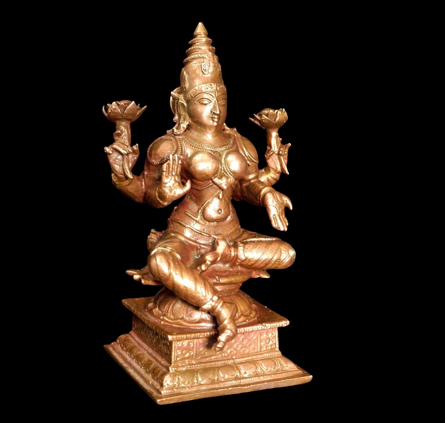 Brown Copper Idols Of Lakshmi, 4 Inches, 500G, Handmade, Pack Of 1 Piece