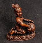 Brownish-Orange Copper Idols India, 1.8 Inches, Sri Krishna Culture Krishna Idol Sitting And Stealing Butter, 85G, Patina Antique Finish, Pack Of 1 Piece