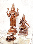 Brownish-Orange Copper Idols Of God Shiva With Goddess Parvathi With Nandhi By Unikraf , 6.3 Inches, 1.201 Kg, Patina Antique Finish, Pack Of 3 Piece