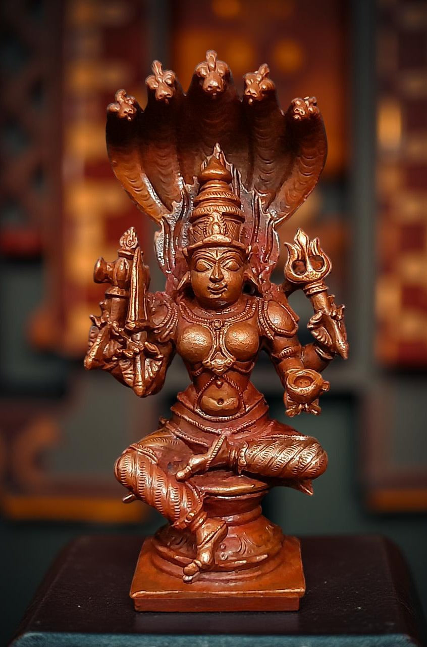 Brownish-Orange Copper Idols Of God Amman 4.8 Inch, 450G, Patina Antique Finish, Pack Of 1 Piece