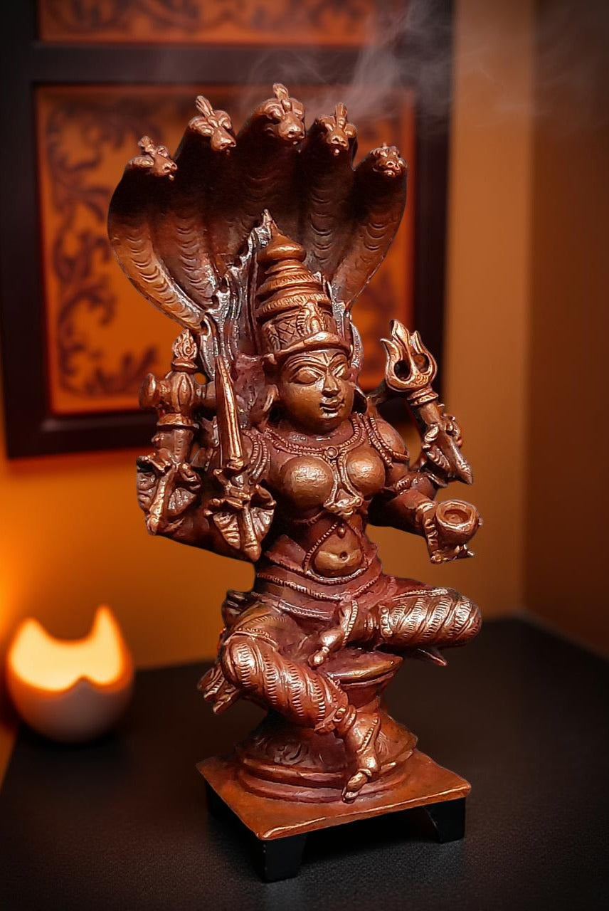 Brownish-Orange Copper Idols Of God Amman 4.8 Inch, 450G, Patina Antique Finish, Pack Of 1 Piece