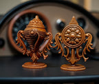 Brownish-Orange Copper Idols Of God Sanghu And Chakram, 1.9 Inch, 62G, Patina Antique Finish, Pack Of 2 Piece