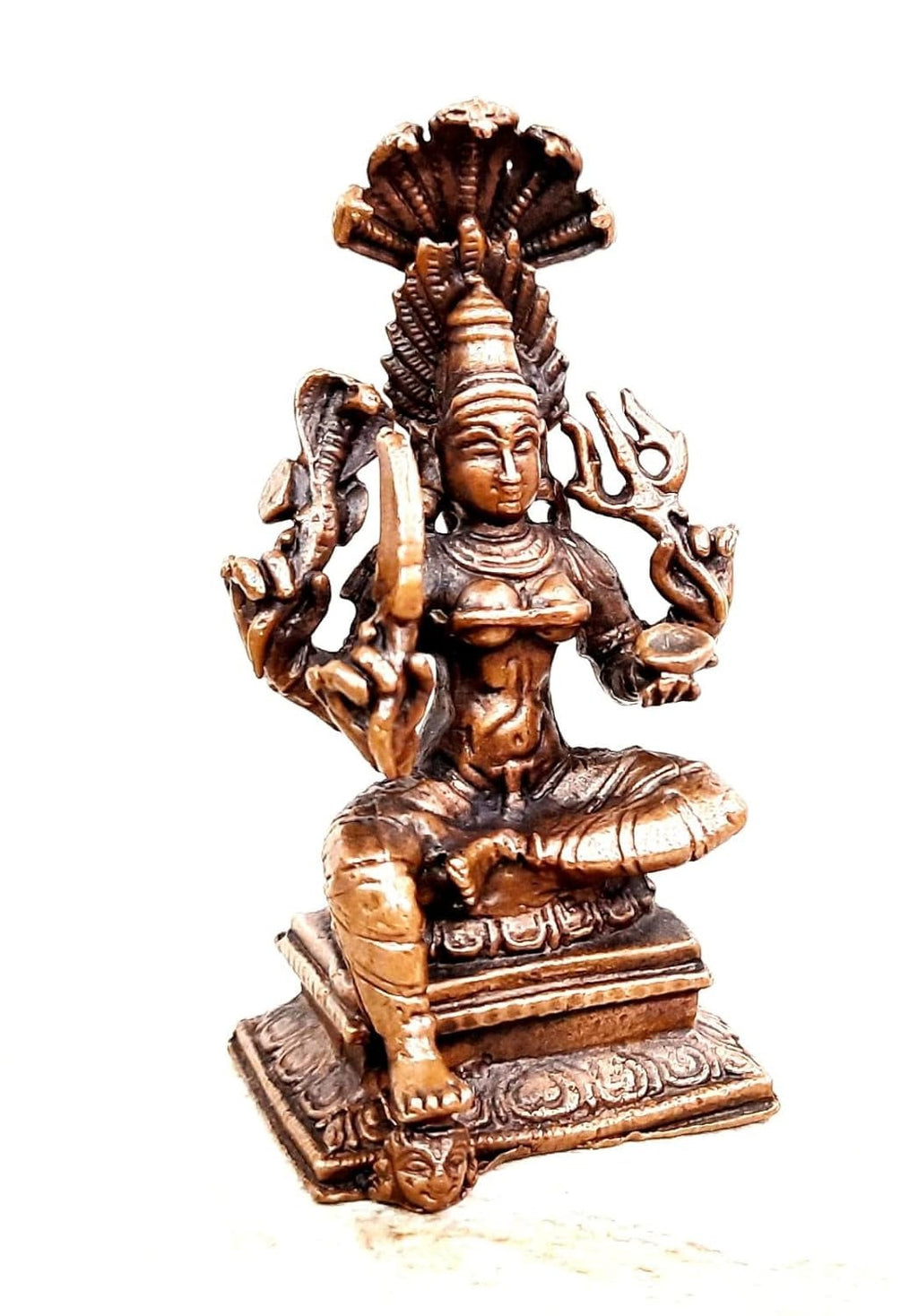 Brownish-Orange Copper Idols India, 2.7 Inches, Handmade Mariyamman Idol With, 100G, Patina Antique Finish, Pack Of 1 Piece