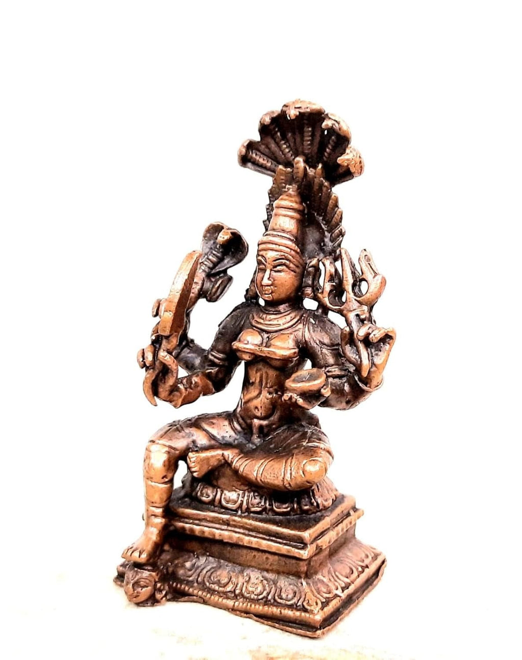 Brownish-Orange Copper Idols India, 2.7 Inches, Handmade Mariyamman Idol With, 100G, Patina Antique Finish, Pack Of 1 Piece