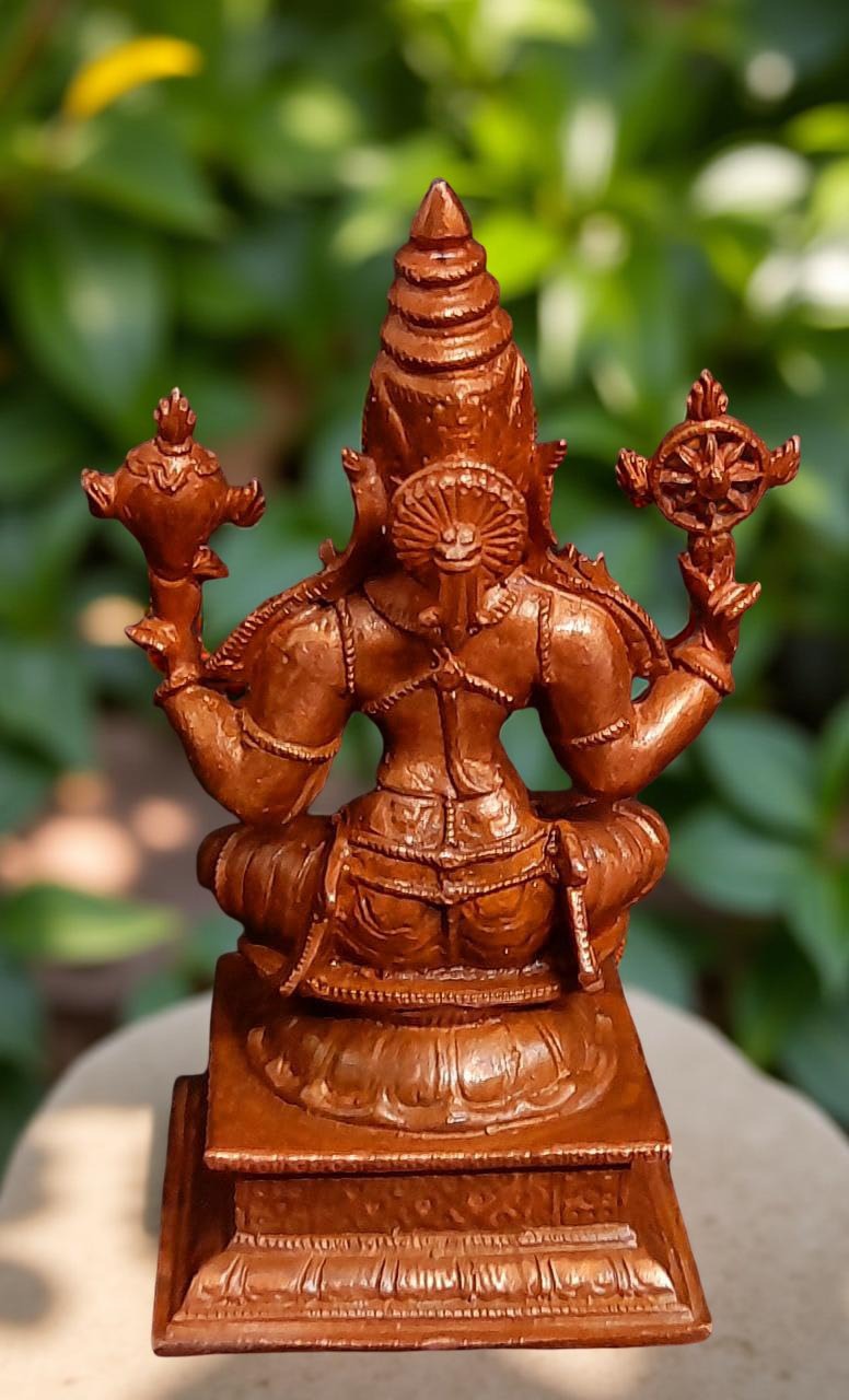 Brownish-Orange Copper Idols Of God Moogambikai, 4 Inch, 430 Gram, Patina Antique Finish, Pack Of 1 Piece