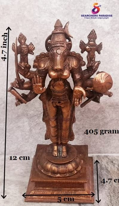 Brownish-Orange Copper Idols India, 4.7 Inches, Handmade Goddess Varahi, 405 Gram, Patina Antique Finish, Pack Of 1 Piece
