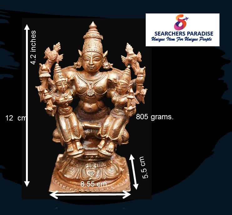 Brown Copper Idols Of God Srinivasa Perumal With Sridevi Bhudevi, 4.2 Inches, 805 Gram, Pack Of 1 Piece