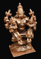 Brown Copper Idols Of God Srinivasa Perumal With Sridevi Bhudevi, 4.2 Inches, 805 Gram, Pack Of 1 Piece