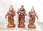 Brownish-Orange Copper Idols Of God Udupi Krishna, 3.1 Inches, 420G With Sridevi Bhudevi, Patina Antique Finish, Pack Of 3 Piece