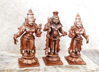 Brownish-Orange Copper Idols Of God Udupi Krishna, 3.1 Inches, 420G With Sridevi Bhudevi, Patina Antique Finish, Pack Of 3 Piece