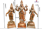 Brownish-Orange Copper Idols Of God Srinivasa Perumal With Sridevi And Bhudevi, 6 Inches, 1.4 Kg, Patina Antique Finish, Pack Of 3 Piece