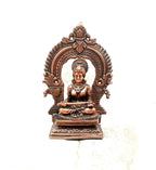 Brownish-Orange Copper Idols India, 3 Inches, Handmade Goddess Annapoorani Idol With Prabhavalli, 120G, Patina Antique Finish, Pack Of 1 Piece