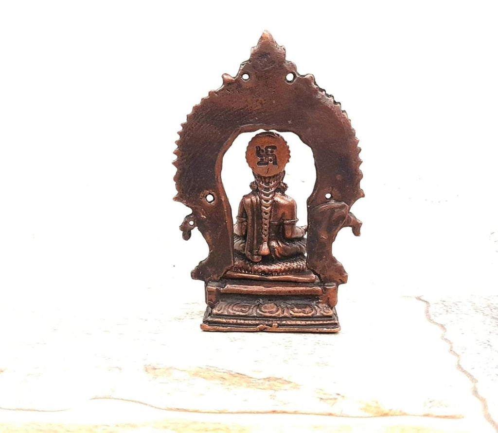 Brownish-Orange Copper Idols India, 3 Inches, Handmade Goddess Annapoorani Idol With Prabhavalli, 120G, Patina Antique Finish, Pack Of 1 Piece