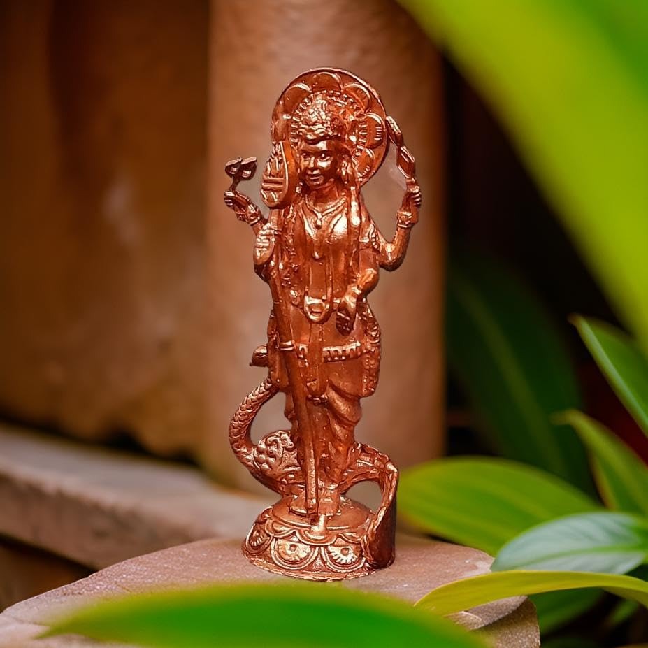 Brownish-Orange Copper Idols India, 3 Inches, Handmade Murugar, 76G, Patina Antique Finish, Pack Of 1 Piece