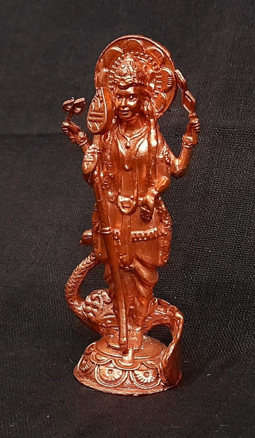 Brownish-Orange Copper Idols India, 3 Inches, Handmade Murugar, 76G, Patina Antique Finish, Pack Of 1 Piece