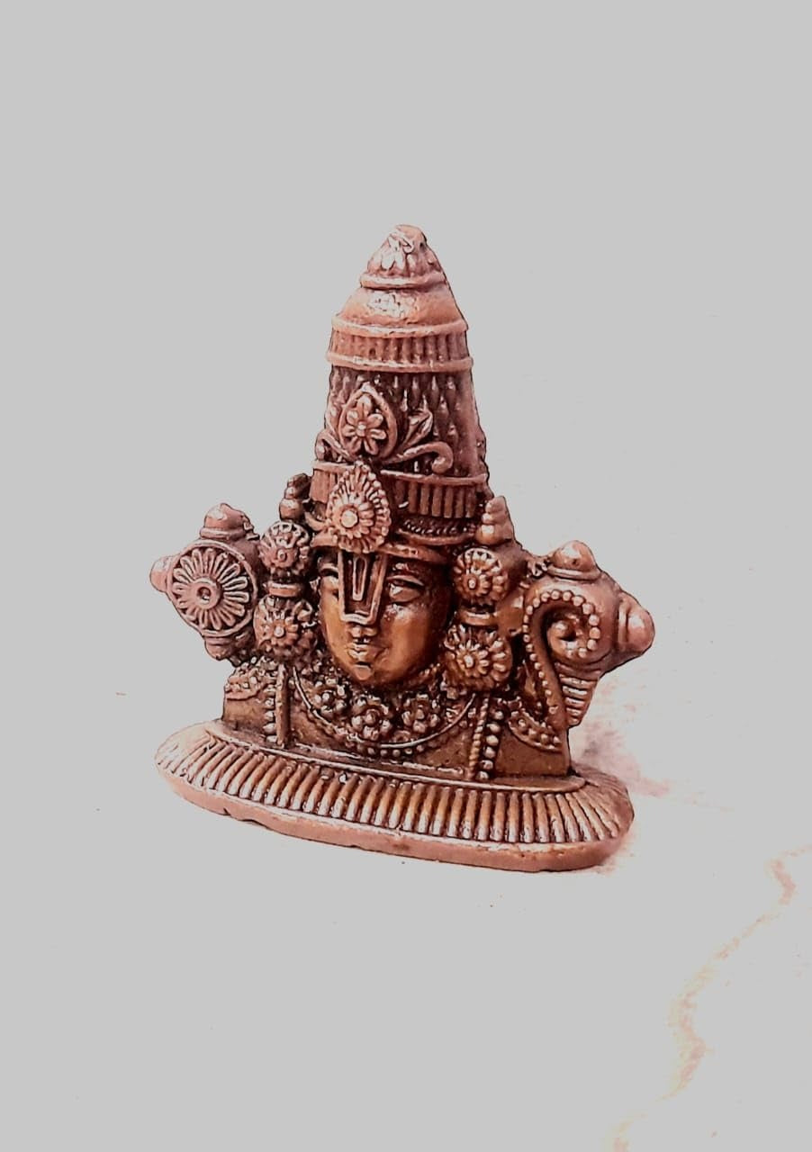 Brown Copper Idols Of God Perumal, Height 4.3 Cm, 50 Gram, Handmade, Pack Of 1 Piece