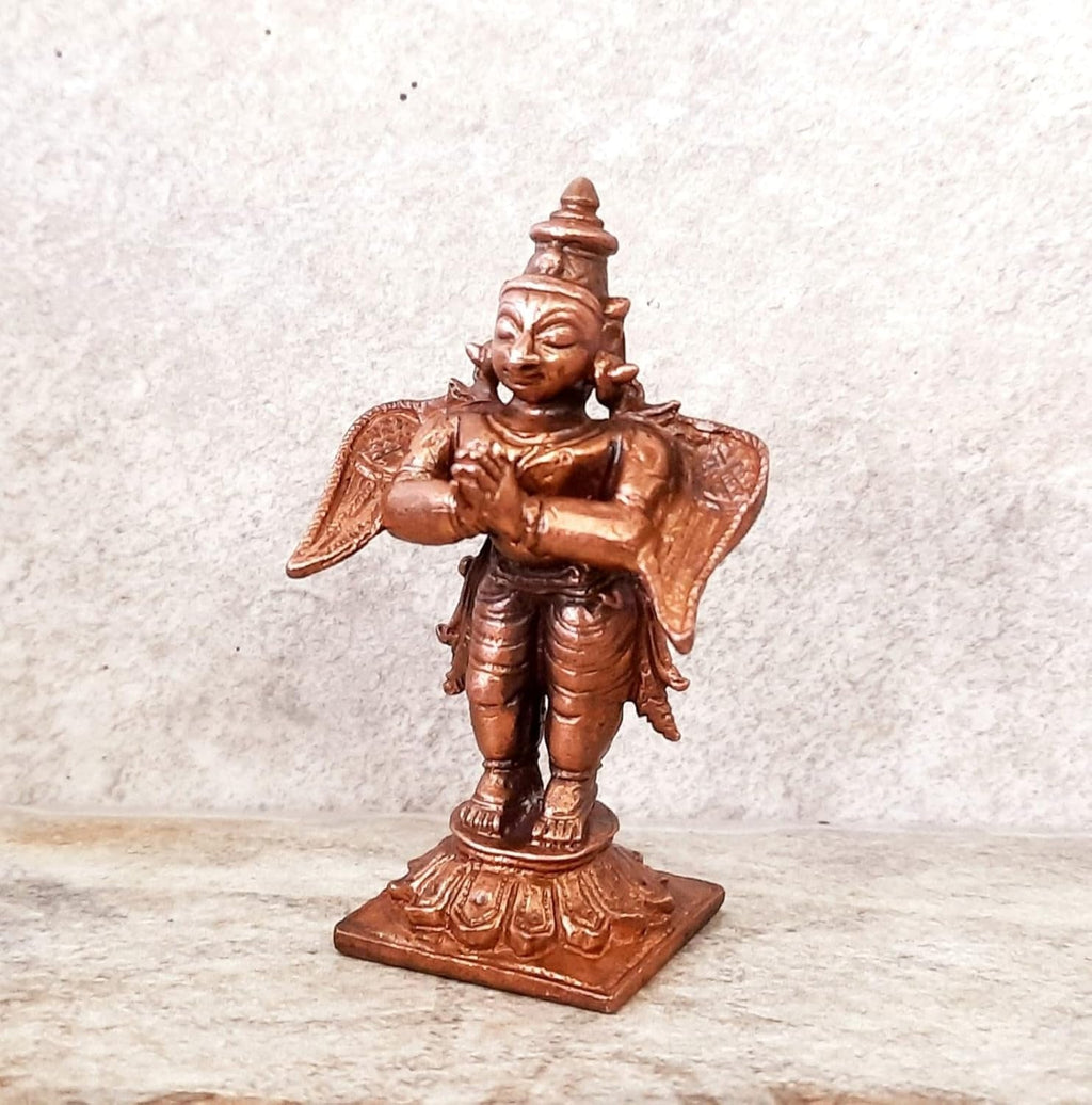 Brownish-Orange Copper Idols Of God Garuda, 3 Inches, 125G, Patina Antique Finish, Pack Of 1 Piece