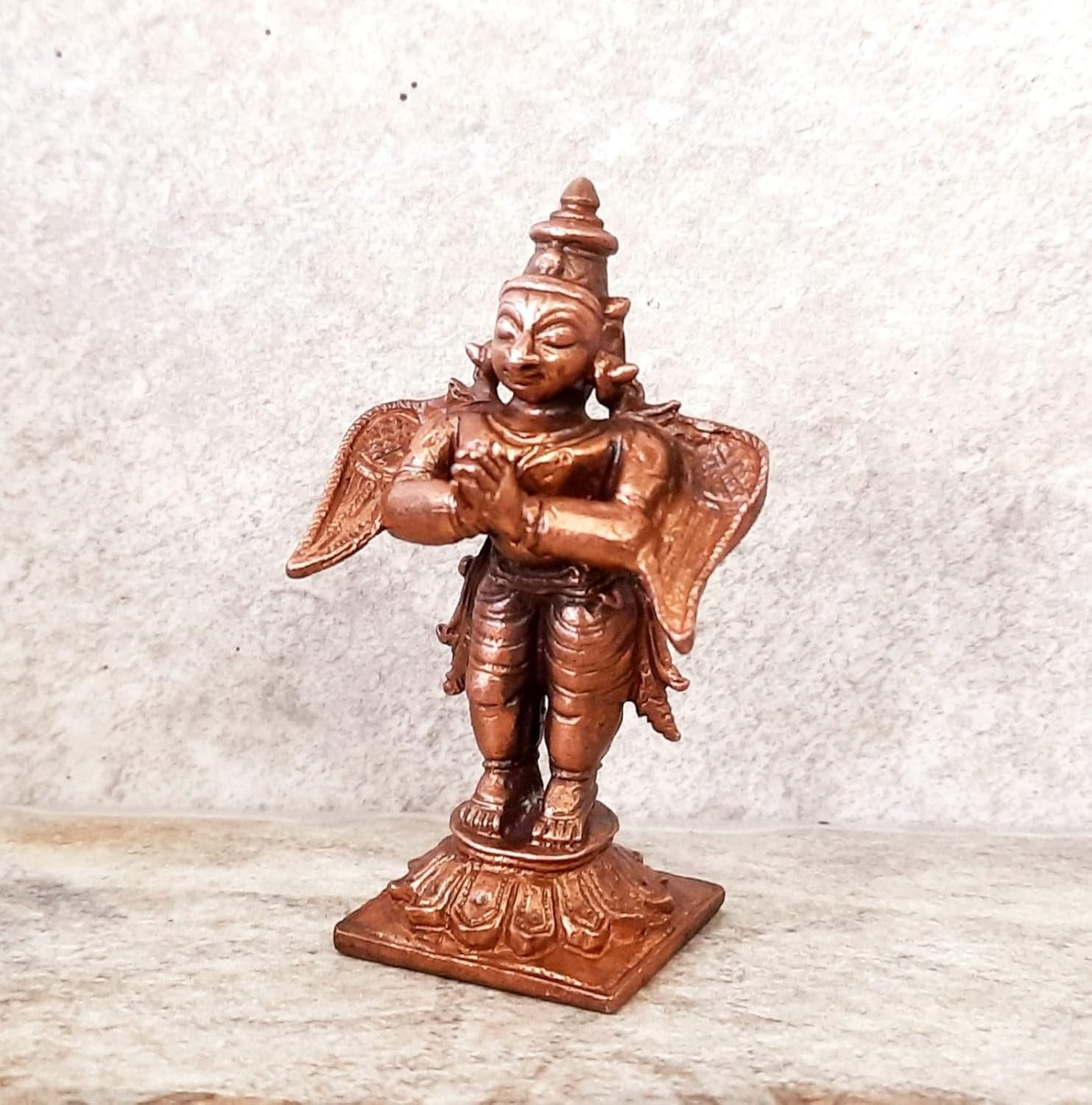 Brownish-Orange Copper Idols Of God Garuda, 3 Inches, 125G, Patina Antique Finish, Pack Of 1 Piece