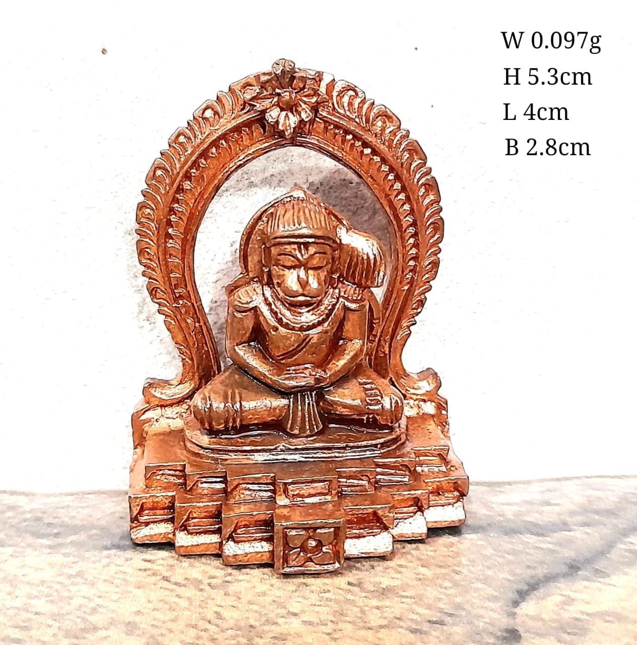 Brown Copper Idols Of God Hanuman, 5.3Cm, 97Grams, Hand Made Idol, Pack Of 1 Piece