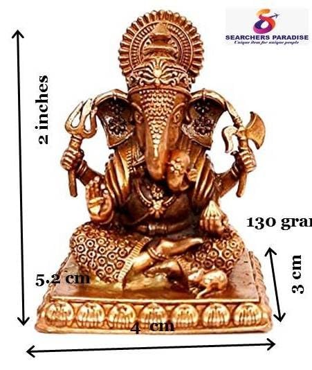 Brownish-Orange Copper Idols Of God Ganesh, 2.7 Inch, 130 Gram, Patina Antique Finish, Pack Of 1 Piece