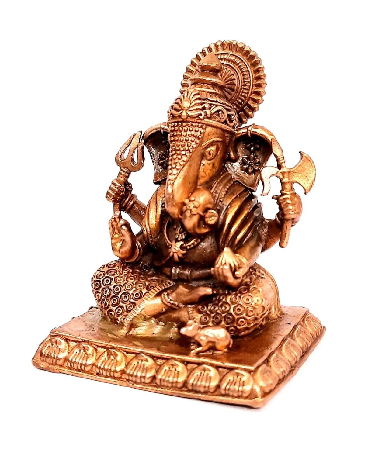 Brownish-Orange Copper Idols Of God Ganesh, 2.7 Inch, 130 Gram, Patina Antique Finish, Pack Of 1 Piece