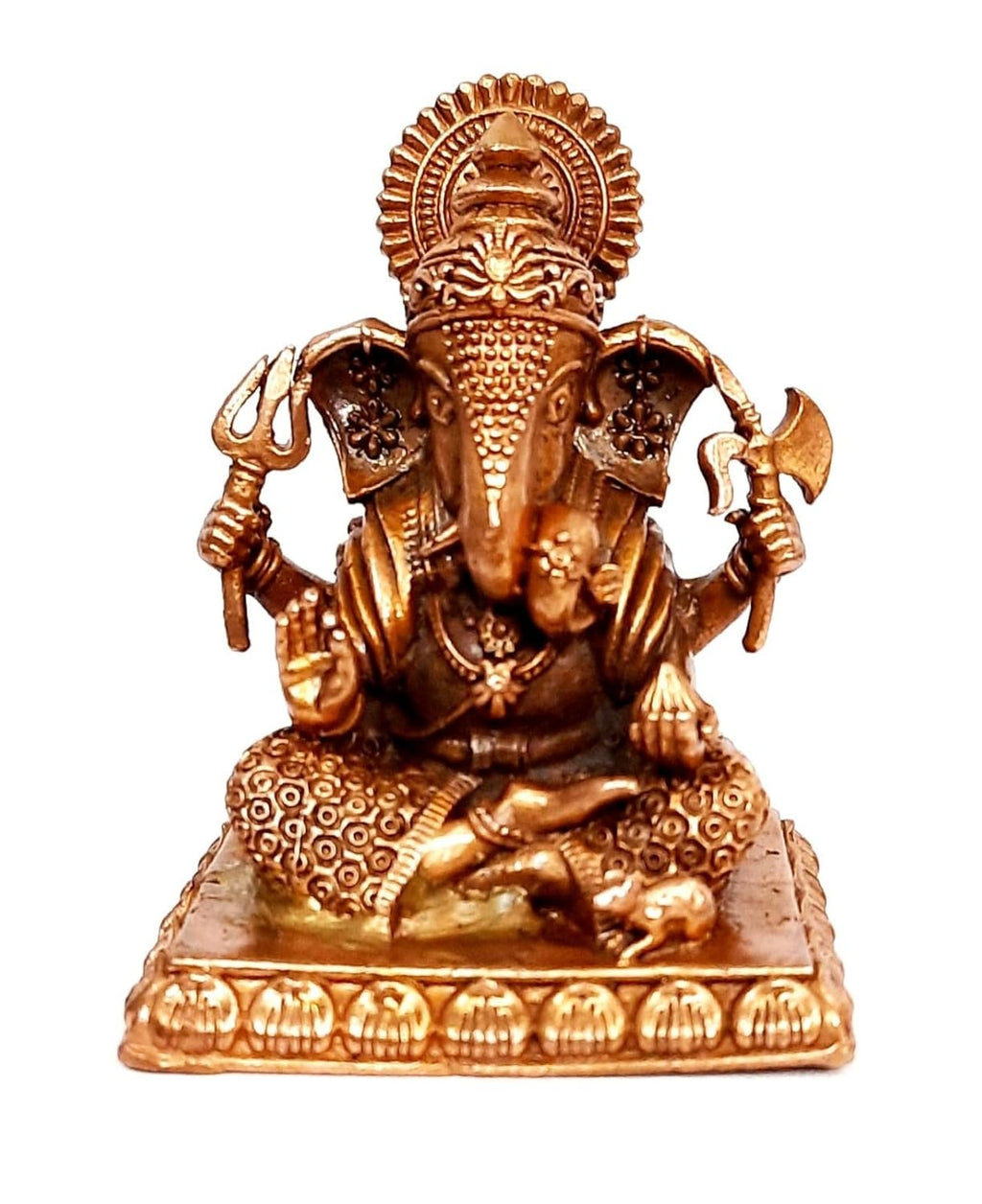 Brownish-Orange Copper Idols Of God Ganesh, 2.7 Inch, 130 Gram, Patina Antique Finish, Pack Of 1 Piece