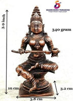 Brownish-Orange Copper Idols India, 3.9 Inches, Handmade Annapoorani Idol With, 340G, Patina Antique Finish, Pack Of 1 Piece