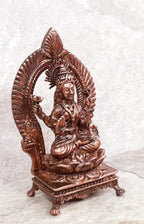 Brownish-Orange Copper Idols, 3.3 Inches, Handmade Lakshmi With Prabhavlli, 150G, Patina Antique Finish, Pack Of 1 Piece