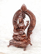 Brownish-Orange Copper Idols, 3.3 Inches, Handmade Lakshmi With Prabhavlli, 150G, Patina Antique Finish, Pack Of 1 Piece