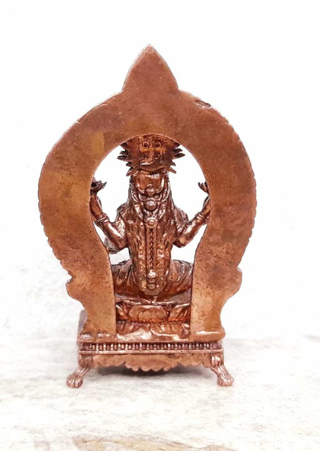 Brownish-Orange Copper Idols, 3.3 Inches, Handmade Lakshmi With Prabhavlli, 150G, Patina Antique Finish, Pack Of 1 Piece