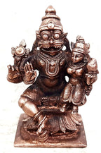 Brownish-Orange Copper Idolsby, 7.2 Cm, Handmade Lakshmi Narasimhar 276Grams, Patina Antique Finish, Pack Of 1 Piece