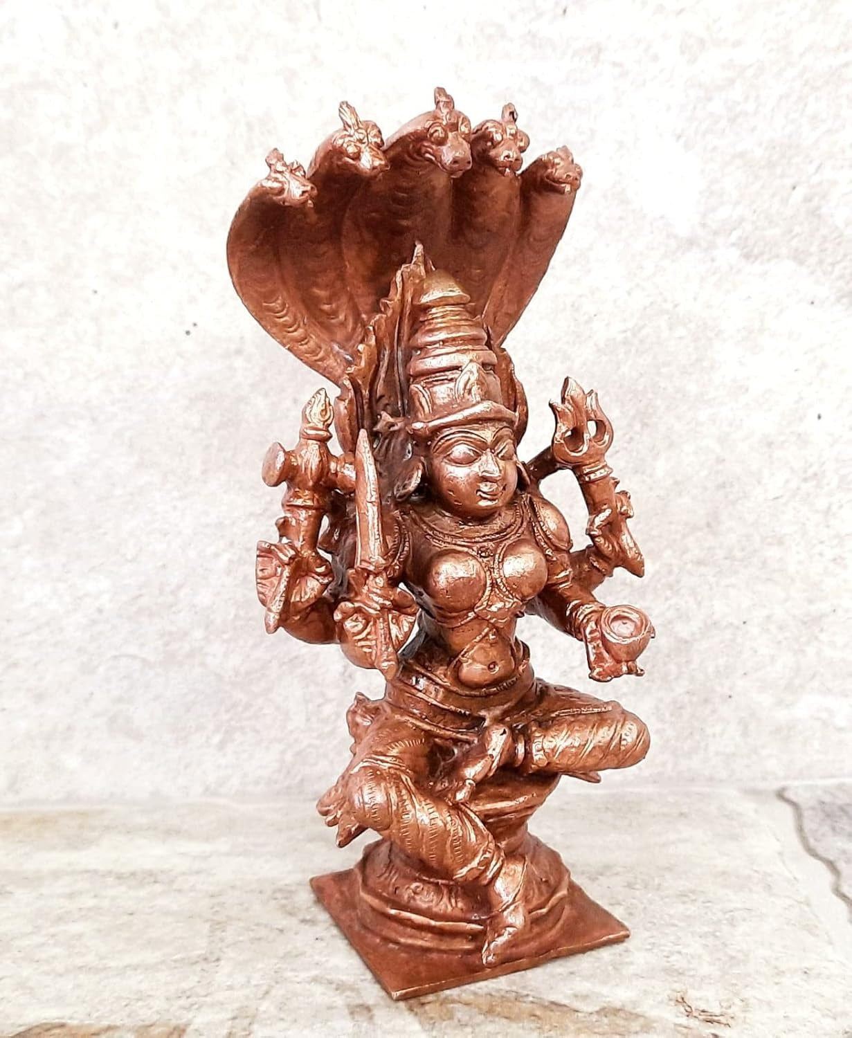 Brownish-Orange Copper Idols Of God Amman 4.9 Inches, 470G, Patina Antique Finish, Pack Of 1 Piece