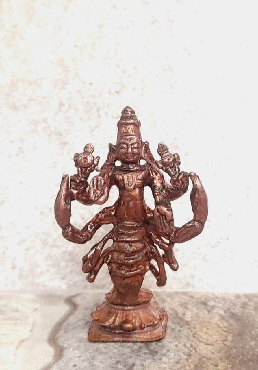 Brownish-Orange Copper Idols India, 1.6 Inches, Handmade God Idol 19 Gram, Patina Antique Finish, Pack Of 1 Piece