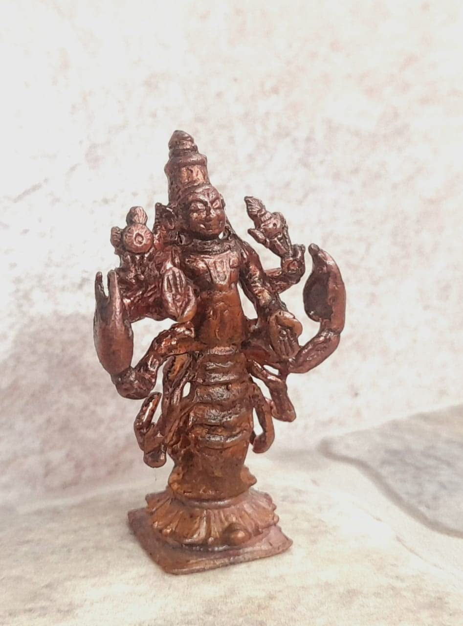 Brownish-Orange Copper Idols India, 1.6 Inches, Handmade God Idol 19 Gram, Patina Antique Finish, Pack Of 1 Piece