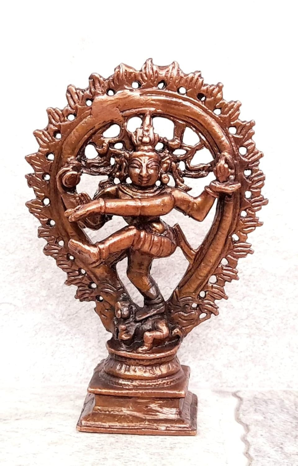 Brownish-Orange Copper Idols Indiaby, 4.2 Inches, Handmade Natarajar, 225G, Patina Antique Finish, Pack Of 1 Piece