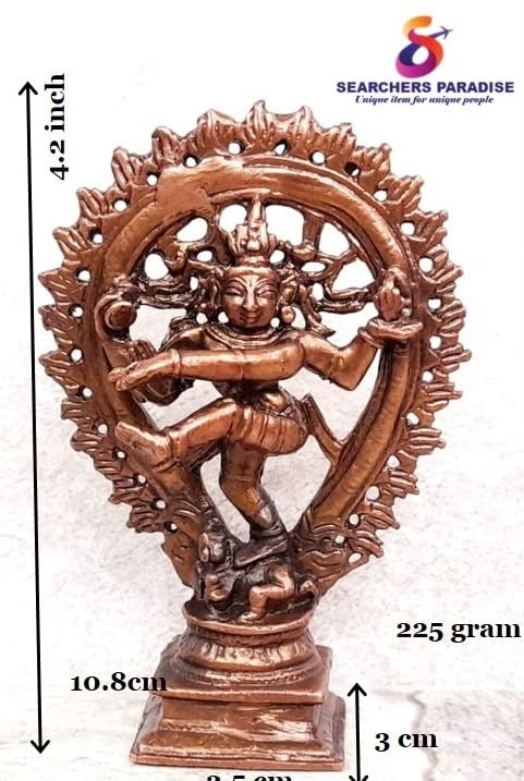 Brownish-Orange Copper Idols Indiaby, 4.2 Inches, Handmade Natarajar, 225G, Patina Antique Finish, Pack Of 1 Piece