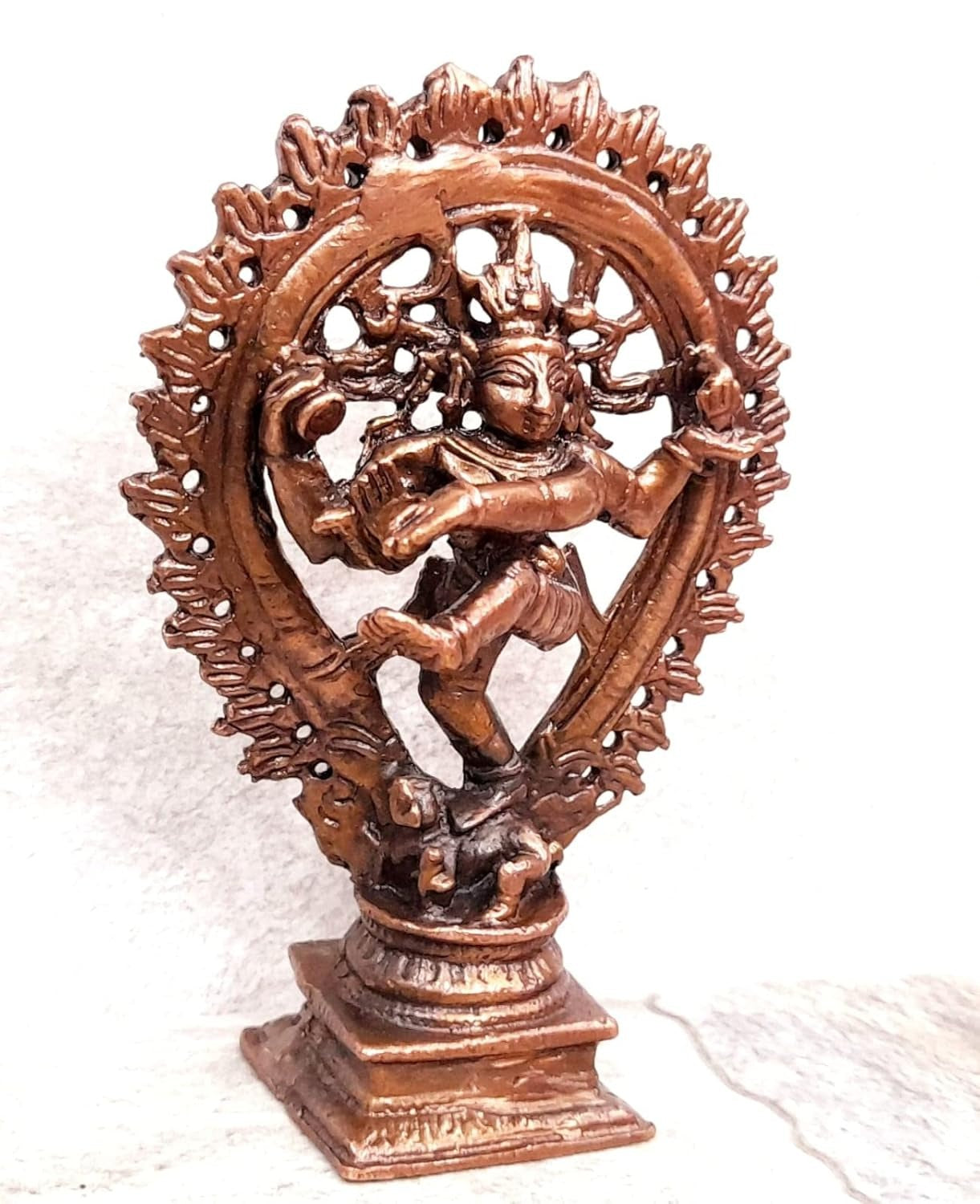 Brownish-Orange Copper Idols Indiaby, 4.2 Inches, Handmade Natarajar, 225G, Patina Antique Finish, Pack Of 1 Piece