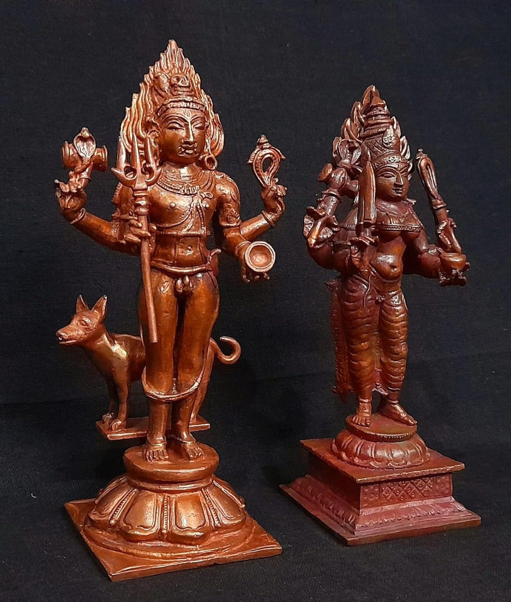 Brown Copper Idols Of God Kalabhairavar, 5.5 Inches, Amman 820G, Pack Of 2 Piece