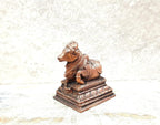 Brownish-Orange Copper Idolsby Unikraf , 5.3 Cm, Handmade Nandhi 152 G, Patina Antique Finish, Pack Of 1 Piece