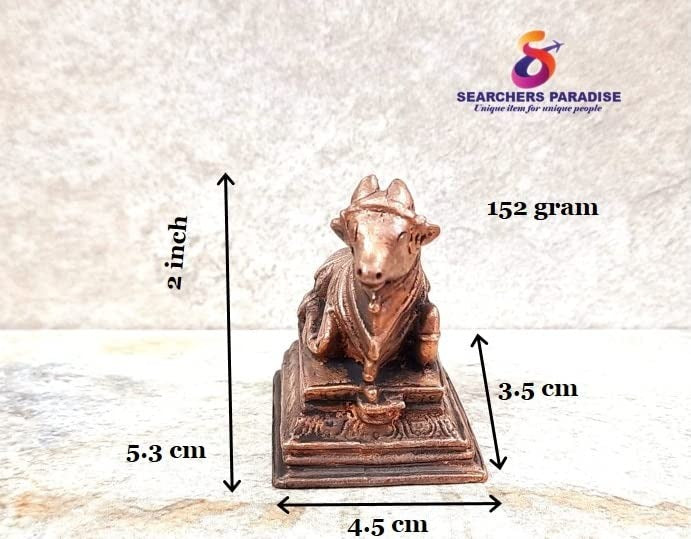 Brownish-Orange Copper Idolsby Unikraf , 5.3 Cm, Handmade Nandhi 152 G, Patina Antique Finish, Pack Of 1 Piece
