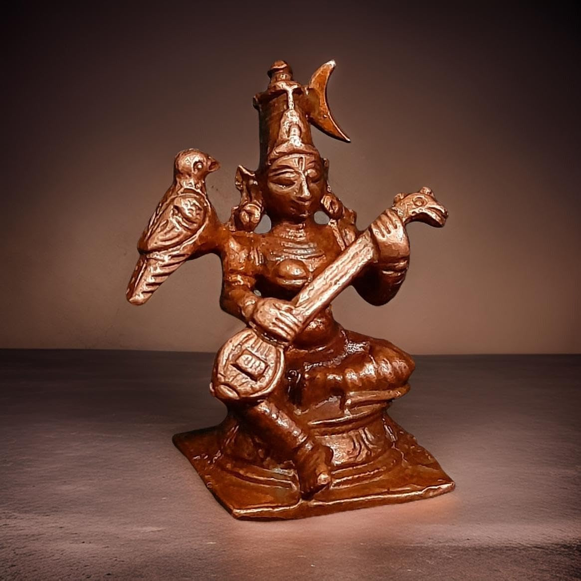 Brownish-Orange Copper Idols India Handmade Goddess Raja Matangi 1.6 Inches 50G Pack Of 1 Piece