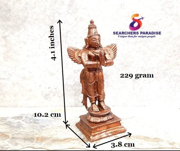 Brownish-Orange Copper Idols, 10.2 Cm, Handmade Garuda 229Grams, Patina Antique Finish, Pack Of 1 Piece