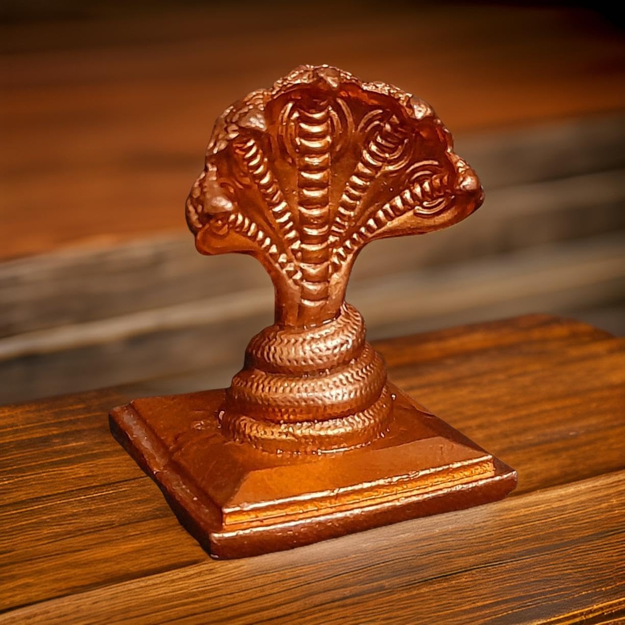 Brownish-Orange Copper Idols India, 1.8 Inches, Handmade Adhisesha, 80G, Patina Antique Finish, Pack Of 1 Piece