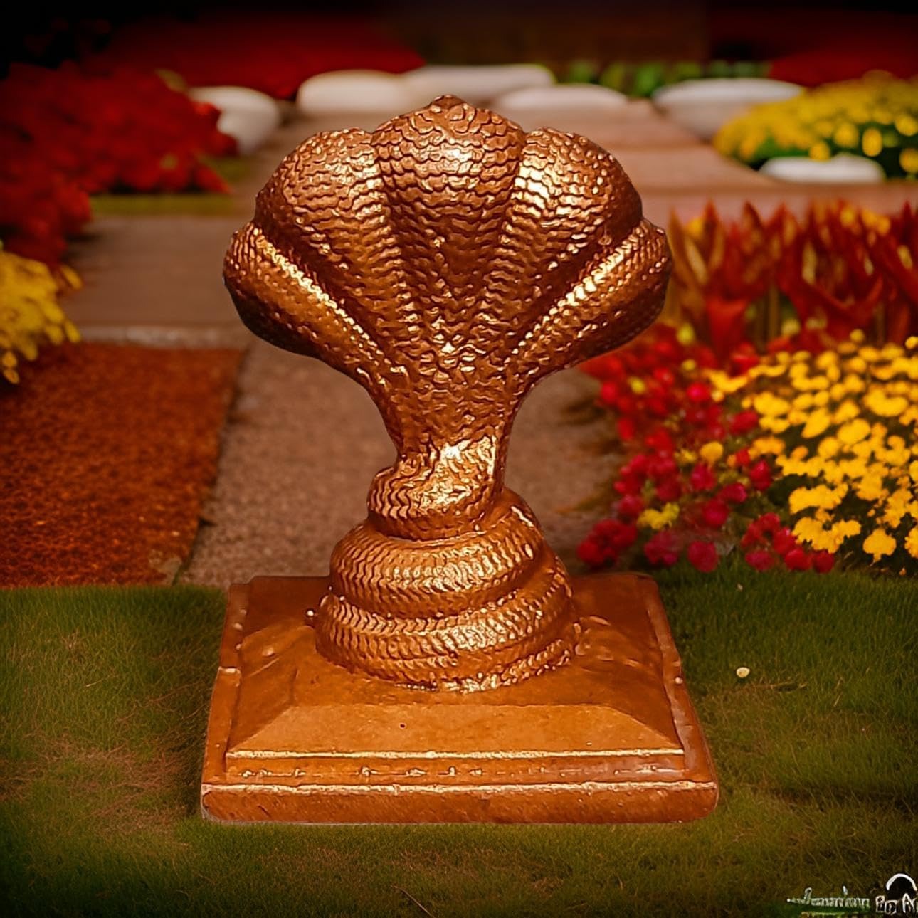 Brownish-Orange Copper Idols India, 1.8 Inches, Handmade Adhisesha, 80G, Patina Antique Finish, Pack Of 1 Piece