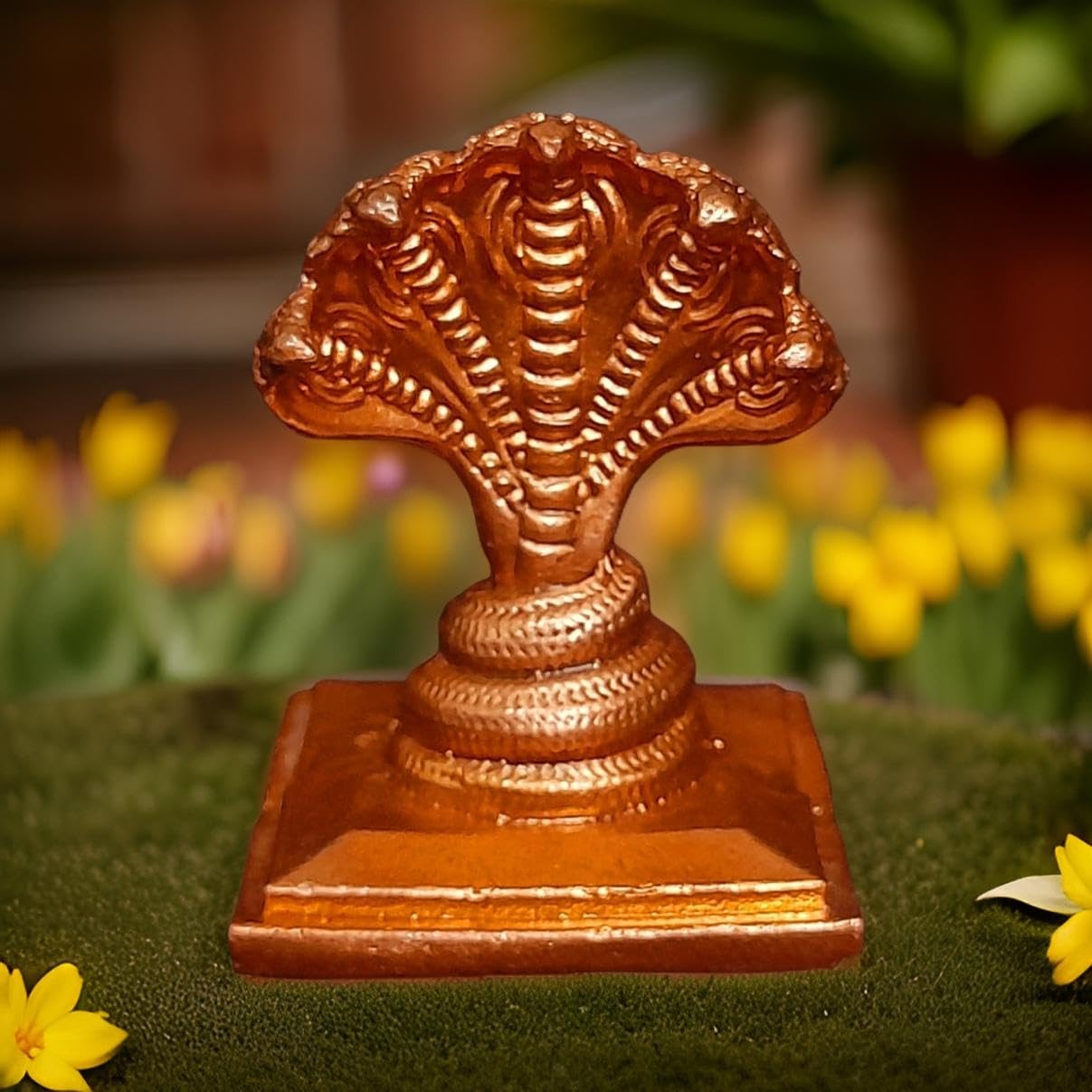 Brownish-Orange Copper Idols India, 1.8 Inches, Handmade Adhisesha, 80G, Patina Antique Finish, Pack Of 1 Piece