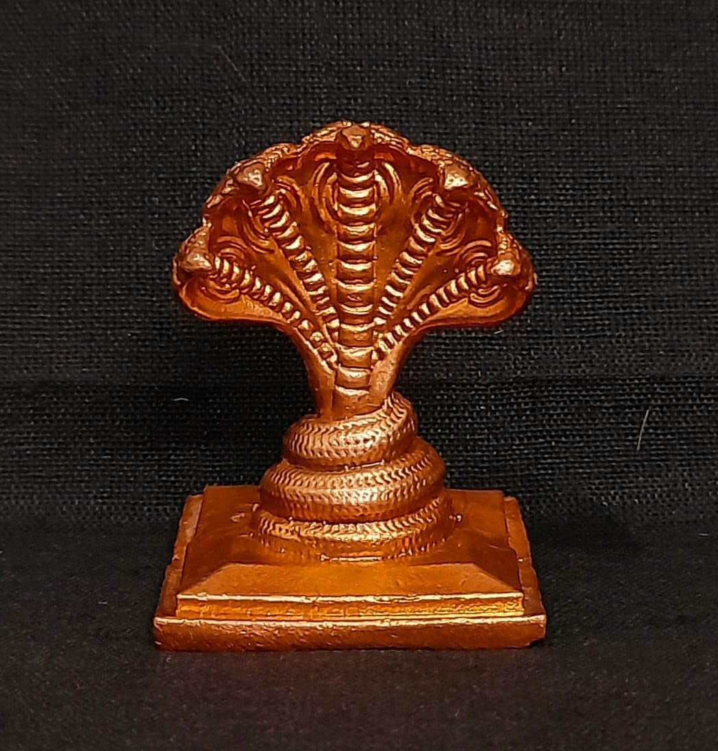 Brownish-Orange Copper Idols India, 1.8 Inches, Handmade Adhisesha, 80G, Patina Antique Finish, Pack Of 1 Piece
