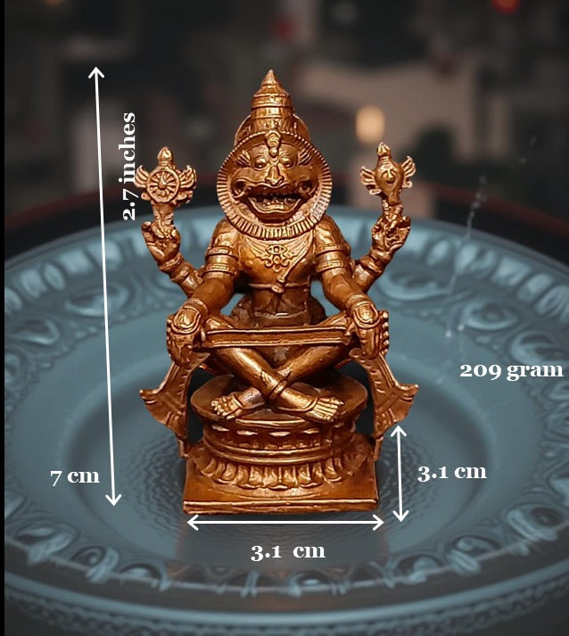 Unikraf  , Copper Idols of god Yoga Narasimhar, 2.7 inches 209 gram,Pack of 1 Piece