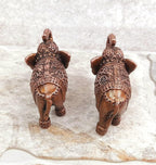 Brownish-Orange Copper Idols Indiaby, 1.3 Inches, Handmade Paired Elephant Idol 150 Gram, Patina Antique Finish, Pack Of 2 Piece