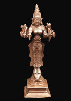 Brownish-Orange Copper Idols Of God Goddess Vishnu Durgai, 5.7 Inches, 330G, Patina Antique Finish, Pack Of 1 Piece