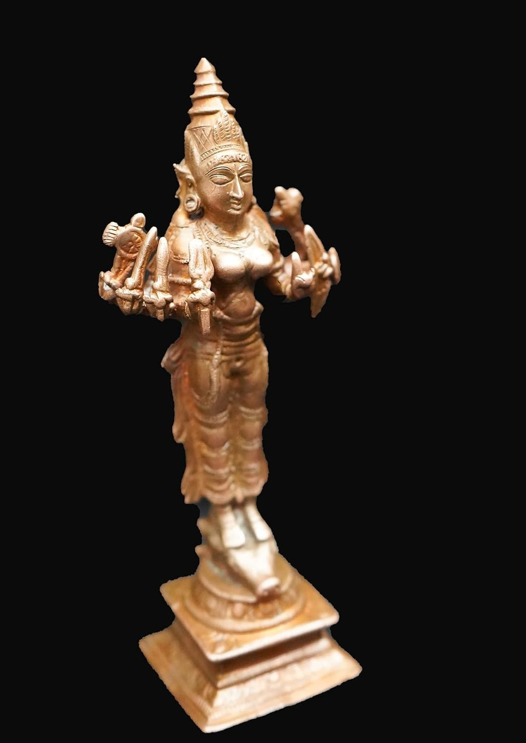 Brownish-Orange Copper Idols Of God Goddess Vishnu Durgai, 5.7 Inches, 330G, Patina Antique Finish, Pack Of 1 Piece